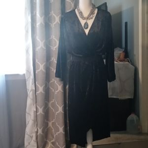 Crushed velour dress tulip front, and long back.